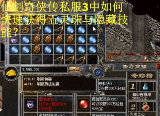 仙剑奇侠传私服3中如何快速获得五灵珠与隐藏技能？