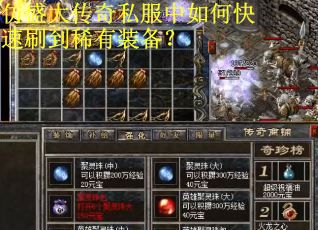 仿盛大传奇私服中如何快速刷到稀有装备？