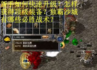 新手如何快速升级？怎样获得顶级装备？独霸沙城有哪些必胜战术？